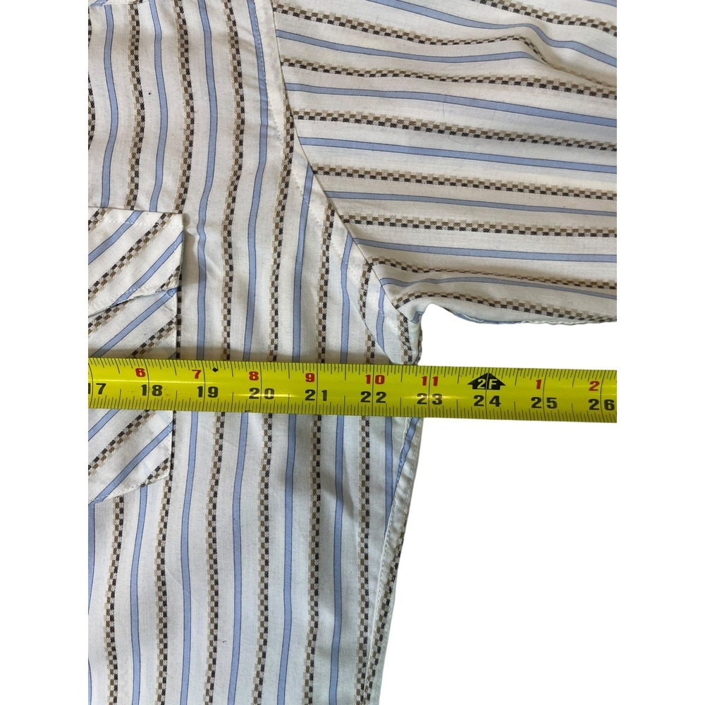 Cody James Western Shirt Mens Large White Gray Striped Cotton Pearl Snap Cowboy - Picture 5 of 8